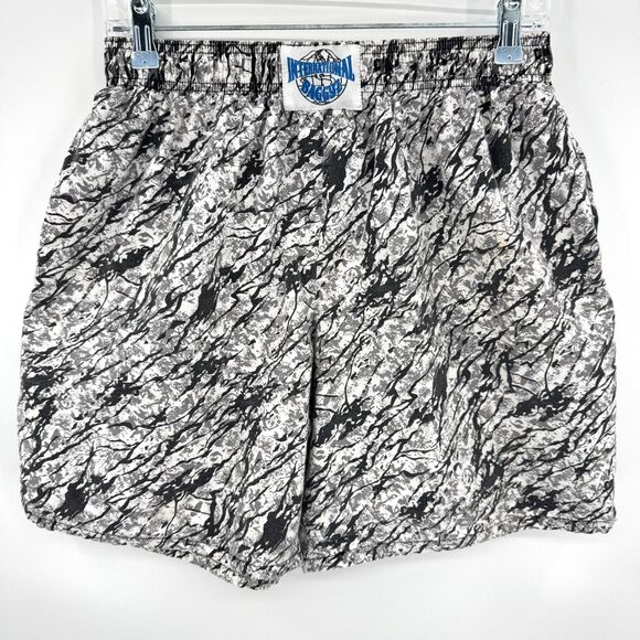 INTERNATIONAL BAGGYZ Vintage Gray White Camo Baggy 7" Shorts Size L Large - Picture 1 of 6